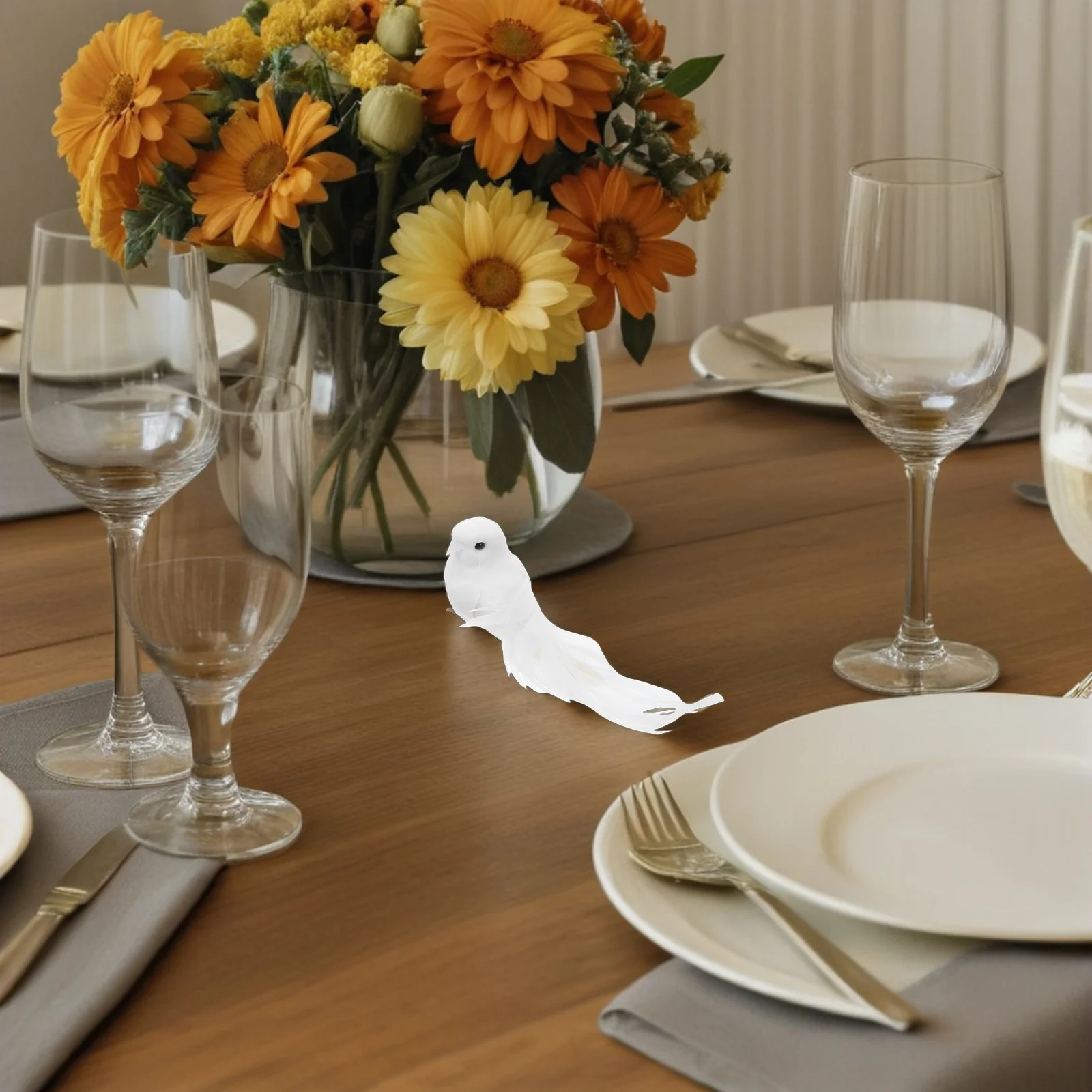 

6 Pcs Wedding Simulated White Dove Decoration Miniature Doves for Crafts