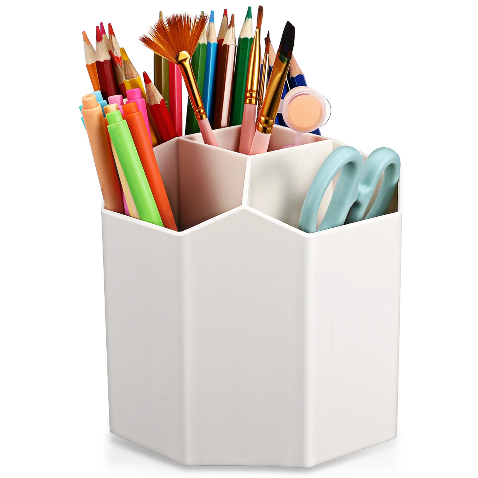 

Spinning Pen Holder Large Capacity Rotating Desk Organizer with Divided Compartments for Office School Home Storage Solution