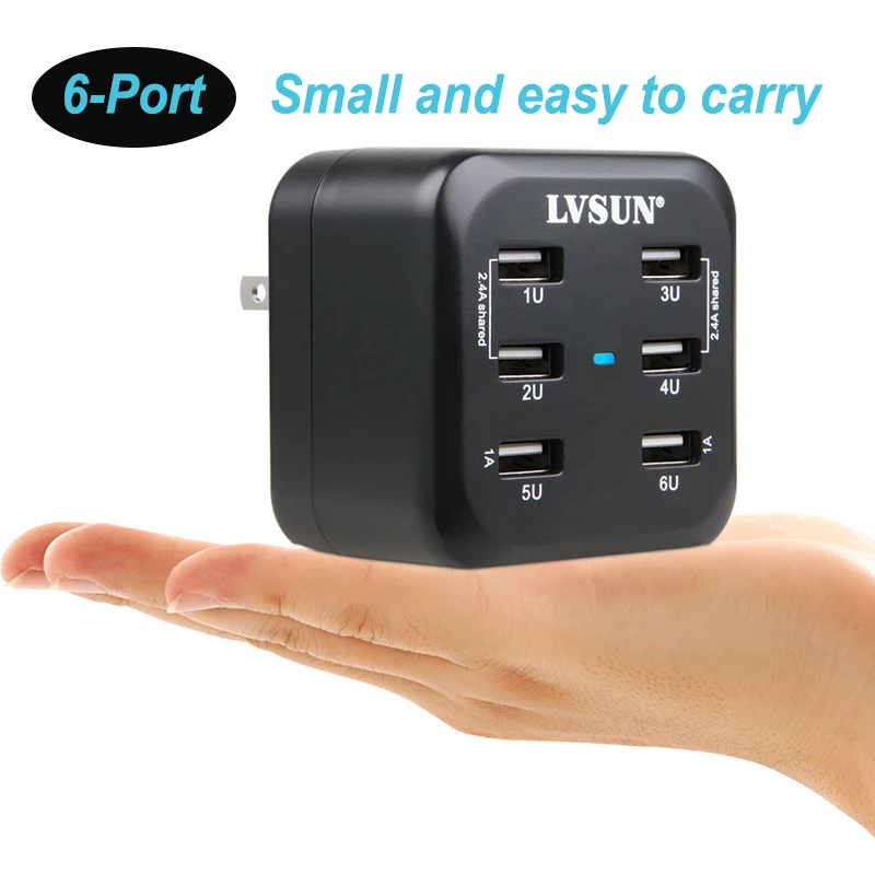 34W 6 Port USB Wall Charger Notebook Laptop Adapter for Xiaomi 12/11T Pro /11T/11 Lite 5G NE /11 Redmi Phones USB Type C Charger