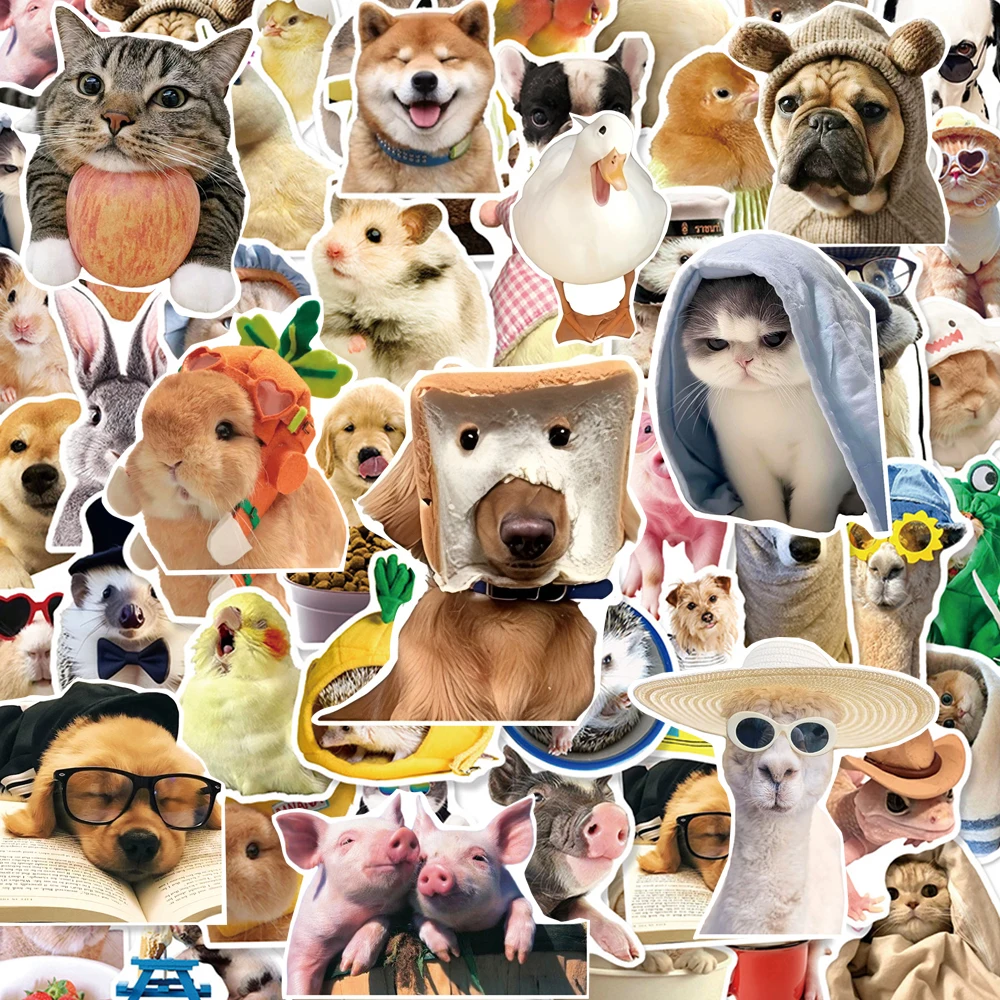 10/30/50pcs Cute Cat Dog Cartoon Stickers Funny Animal Meme Decals DIY Phone Laptop Waterproof Graffiti Decals Toys