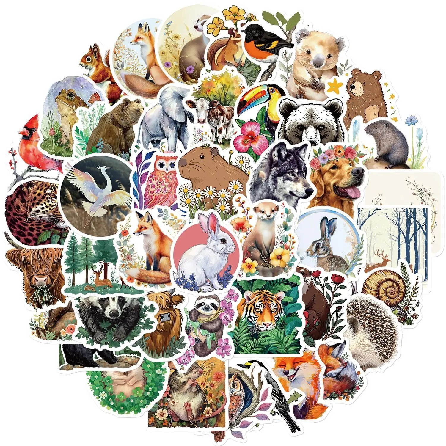 

10/50Pcs Cute Cartoon Forest Animals Plants Stickers for DIY Laptop Phone Guitar Luggage Notebook Graffiti Vinyl Sticker Decals