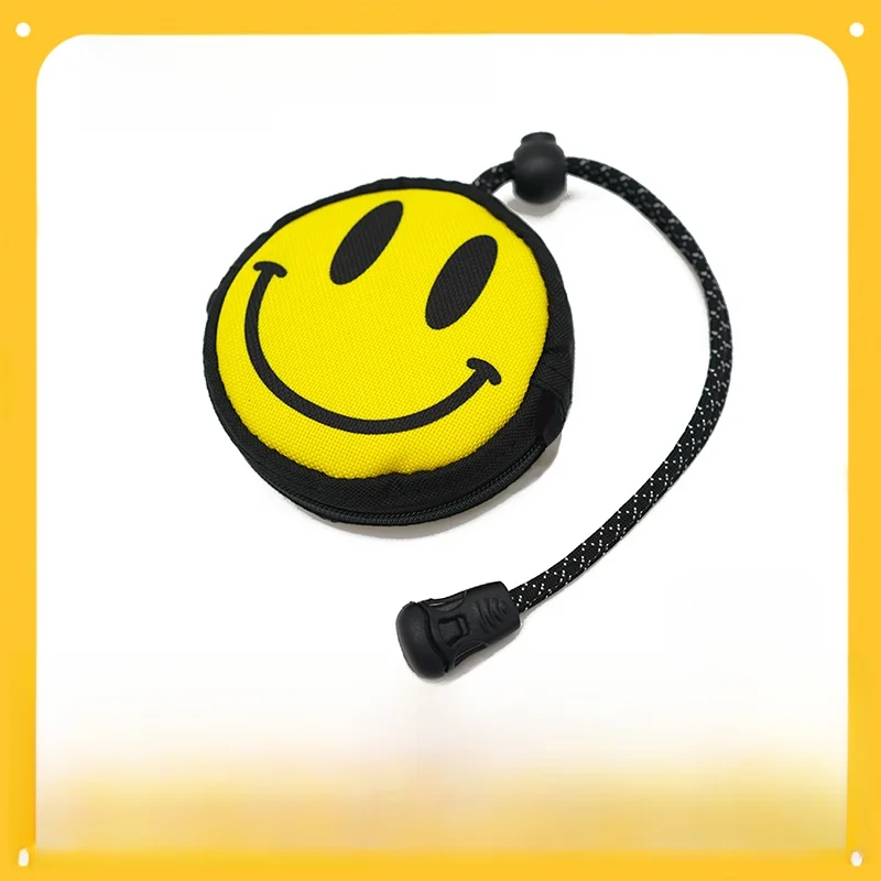GAGAFLY Trendy  Face Canvas Key Holder Portable Drawstring Design Coin Pouch Hip Hop Style Cartoon Pattern