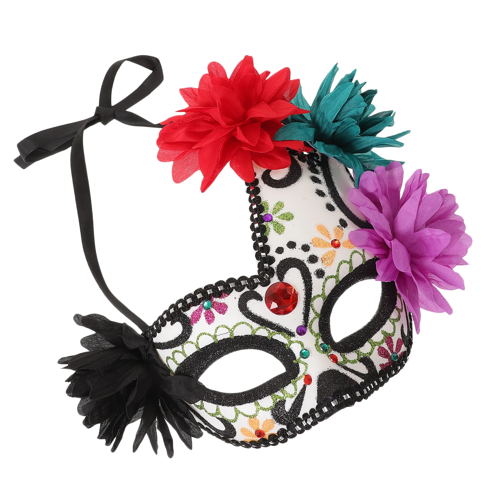 

Mexican Day of The Dead Mask Delicate Flower Half Face Lightweight Masquerade Mask Party Cosplay Halloween Decorative Prop
