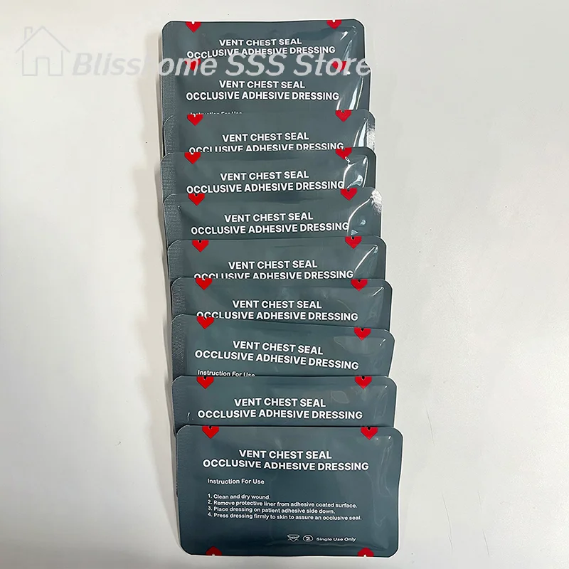 

【S】First Aid Vented Chest Seal with Quick Tear Occlusive Adhesive Dressing for Open Chest Wounds High Quality Durable Pract