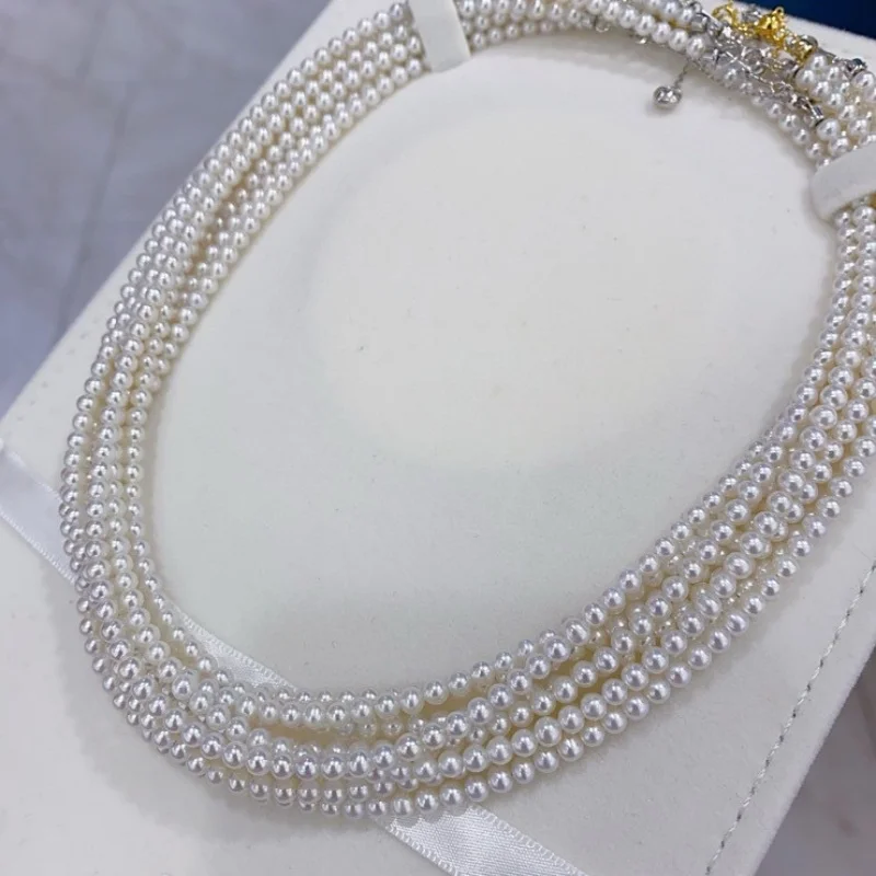 

SGARIT Trending Jewelry S925 Sterling Silver Natural Freshwater White Round Pearl Classic Necklace For Women's Party