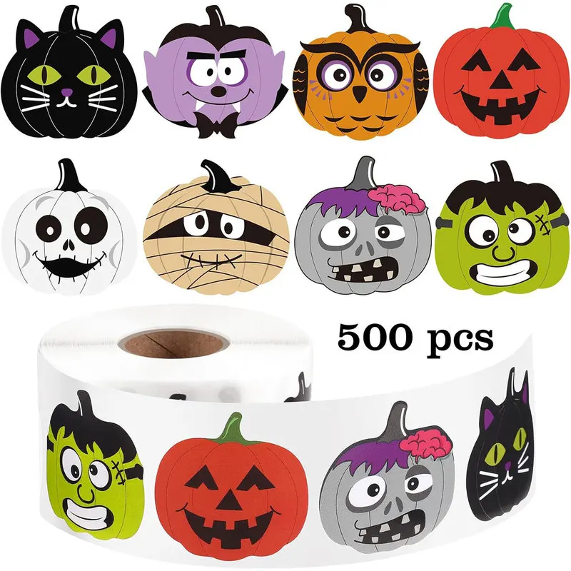 500pcs Halloween Stickers Funny Ghost Monster Pumpkin Stickers Kids DIY Craft Party Supplies