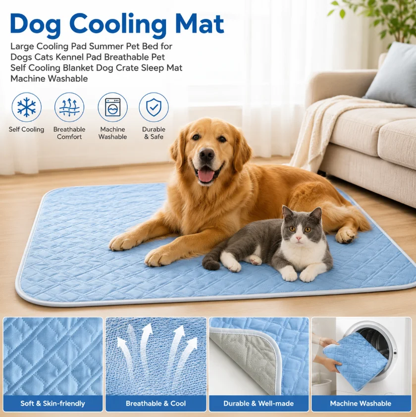 1PC A Pet Cooling Pad Ceiling Washable And Anti Slip Bottom Large Dog Cooling Bed And Cat Ice Pad Cooling Pad For Pets Machine - view 4