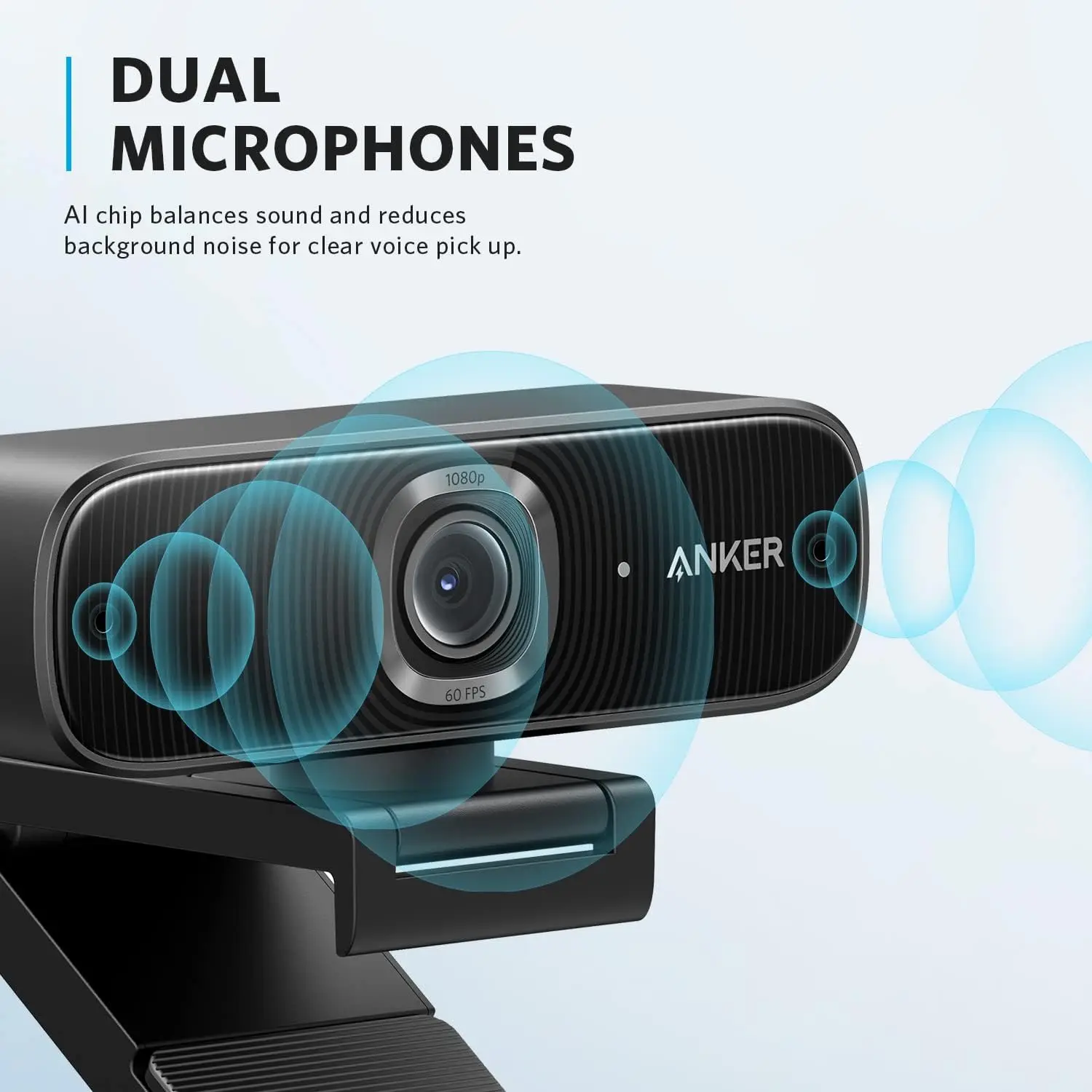 Anker PowerConf C300 Smart Full HD AI-Powered Framing & Autofocus 1080p Webcam with Noise-Cancelling Microphones Adjustable FoV