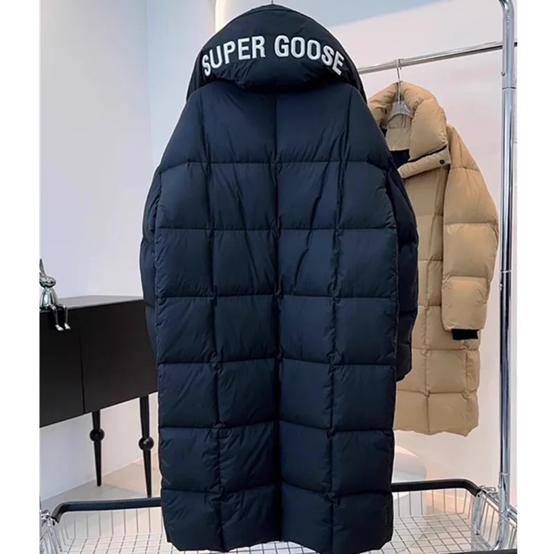 Koreanische Version Frauen super verdicken weiße Gänse daunen jacke neue Winter buchstaben lange Daunen mäntel weibliche warme Parka-Mantel