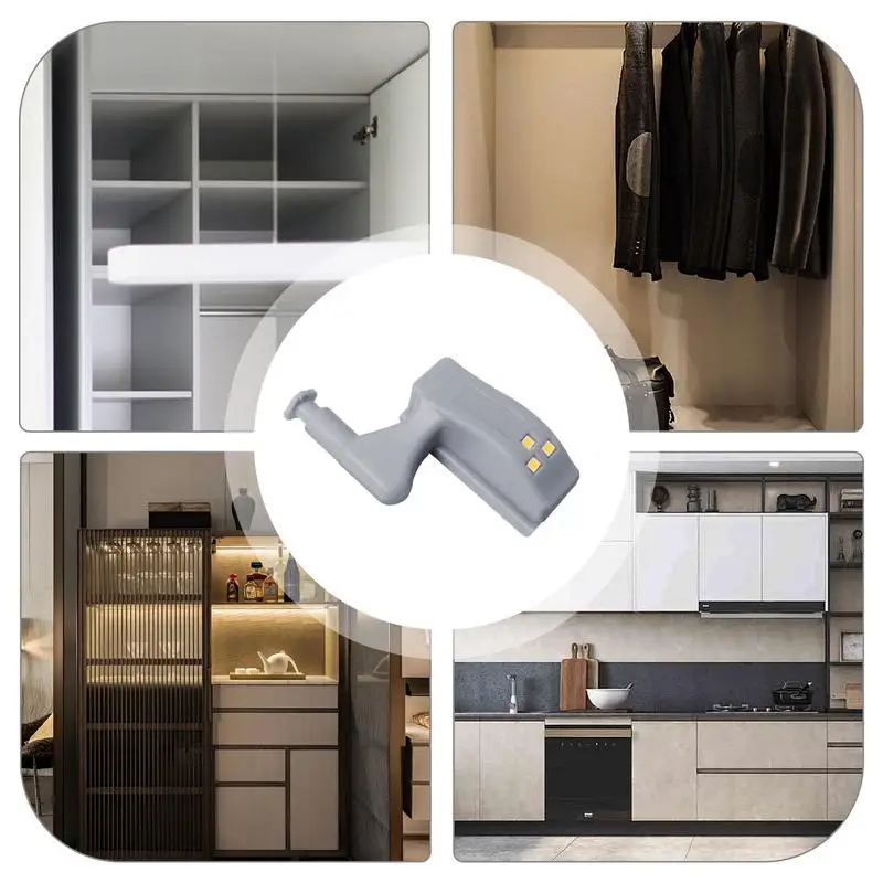 Hinge LED Light 10PCS Hinge Light LED Hinge Sensor Lights Bright 3 LED Beads Cupboard Hinge LED Light Efficient Night Lights For
