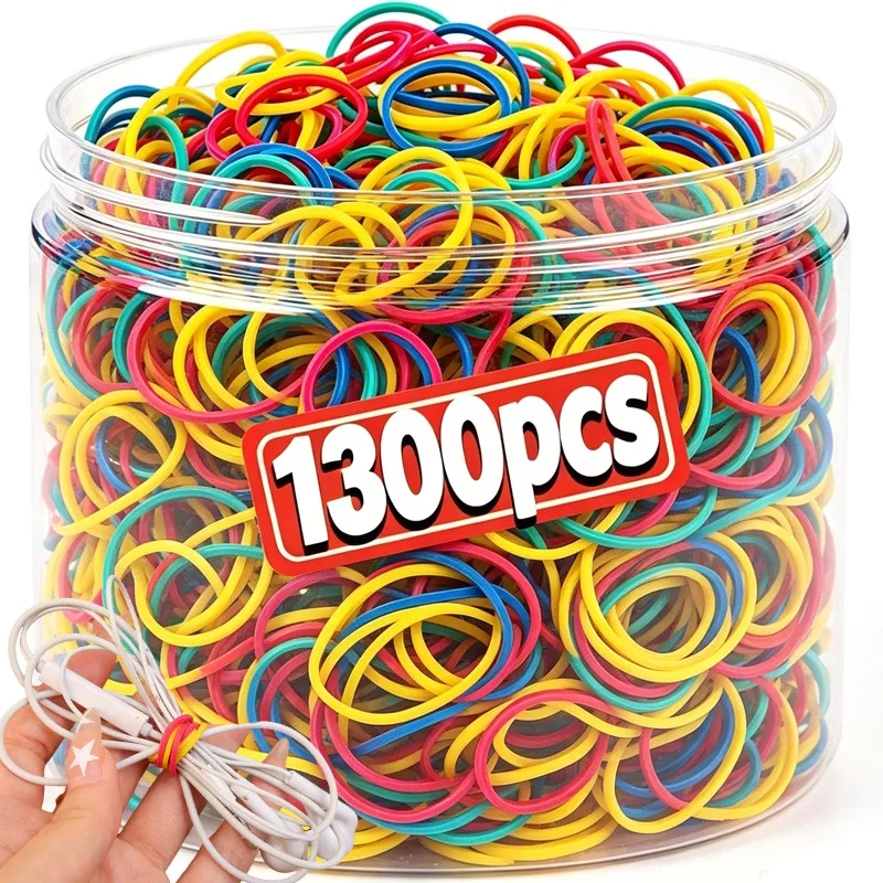 1300pcs Colorful Rubber Bands 4.5cm 2cm Diameter High Elasticity Durable Rubber Bands Office School Industrial Stationery Pack