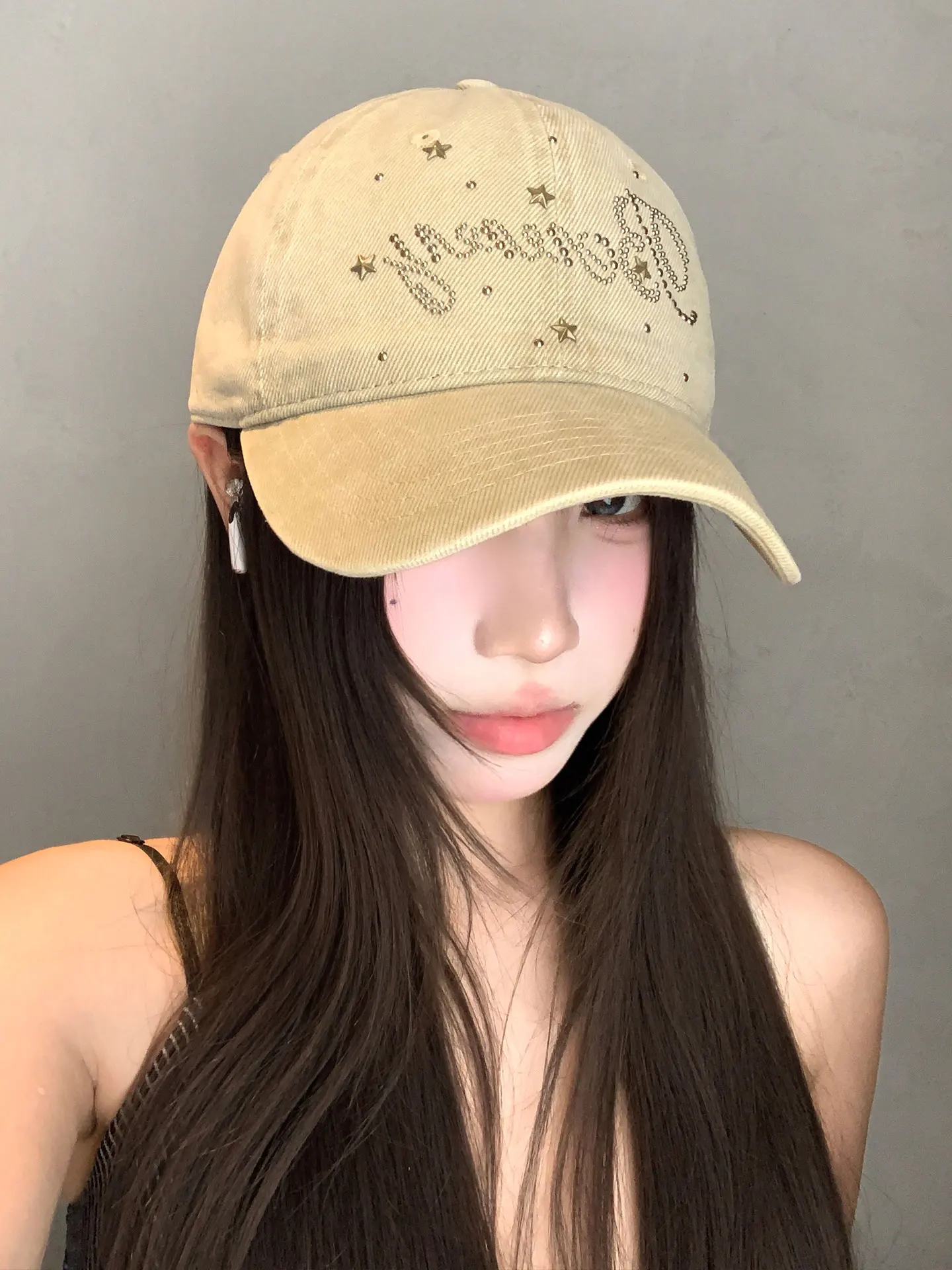 Retro Korean Style Baseball Cap Women's Summer Curved Brim Adjustable Large Head Circumference Face Slimming Sunshade Duckbil...