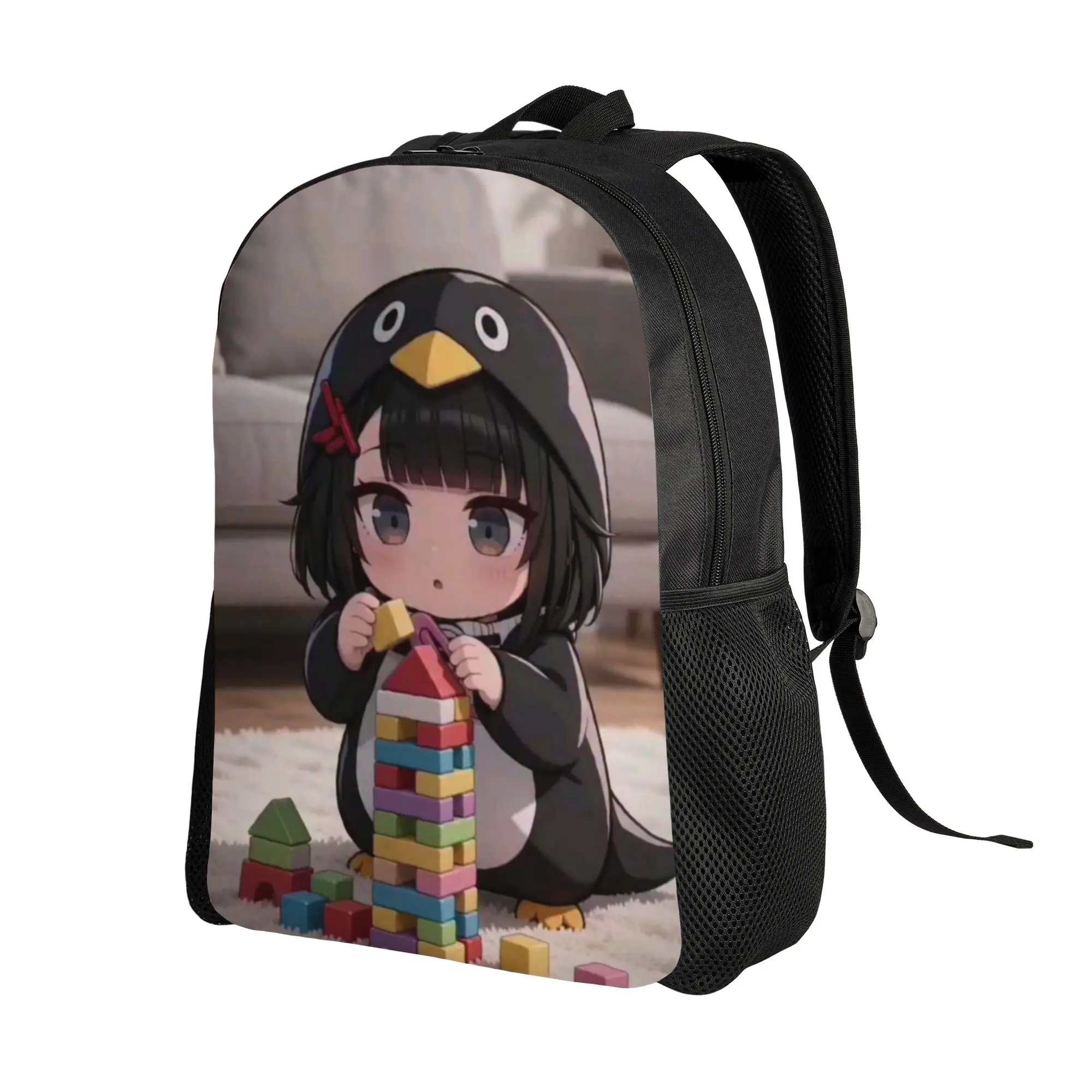 Back to school season GUGU GAGA Penguin Girl Colorful Building Blocks Indoor Cute Cartoon Art Schoolbag  Couple Kawaii Backpack