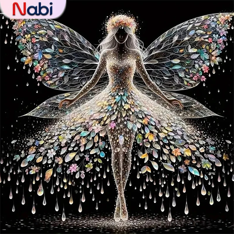 

Nabi полная квадратная круглая алмазная мозаика женский портрет DIY алмазная живопись крыло картина акриловая ручная работа хобби