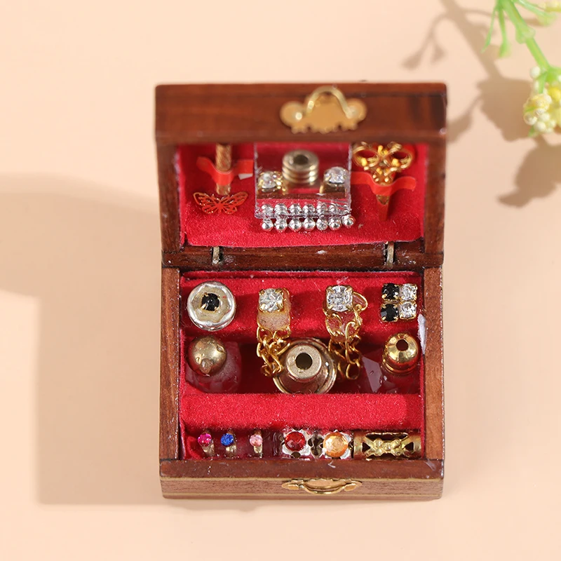 1pc Mini Jewelry Box Model Dollhouse Miniatures Children DIY Miniatures Doll