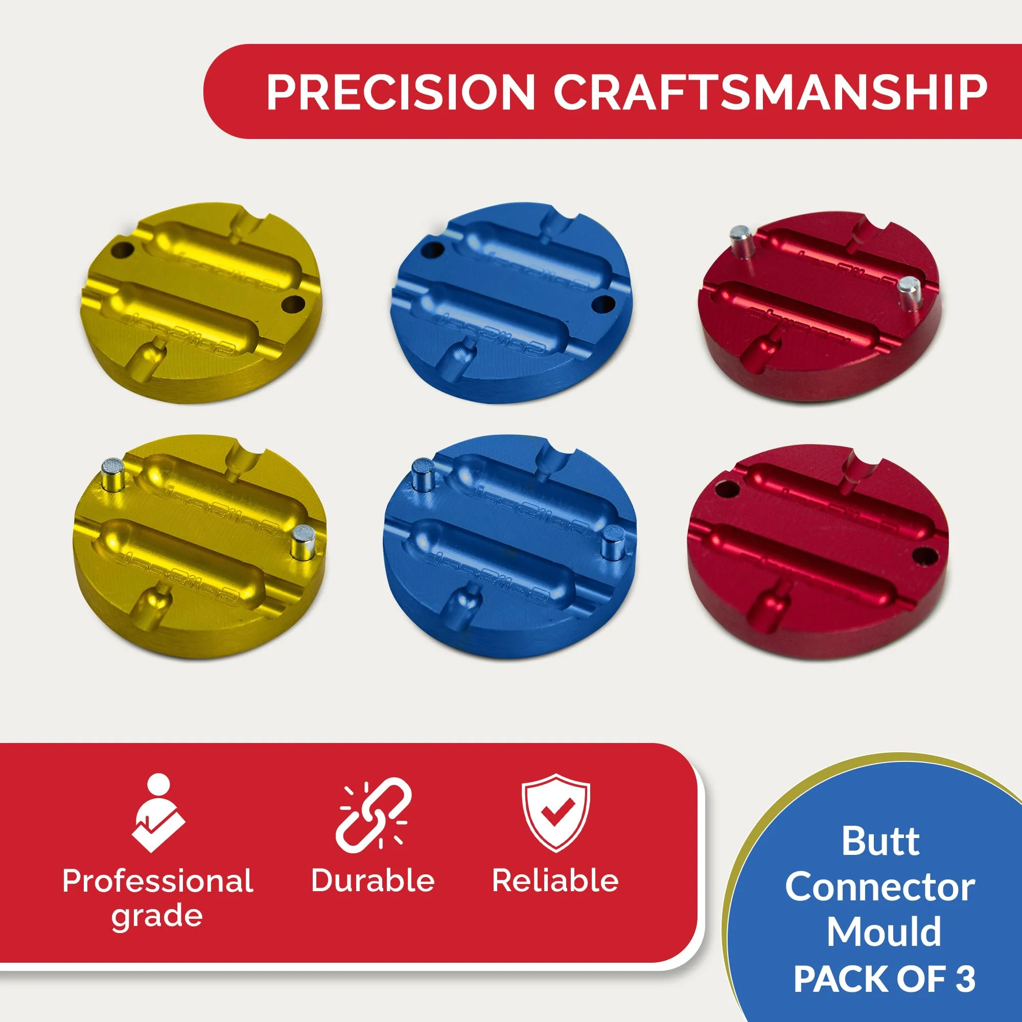 Dual Cavity 16-14 Awg Butt Connector Mould 2 X 2 X 0.75 In Precision Engineering Cable Fixed Joint Versatile  Easy To Use