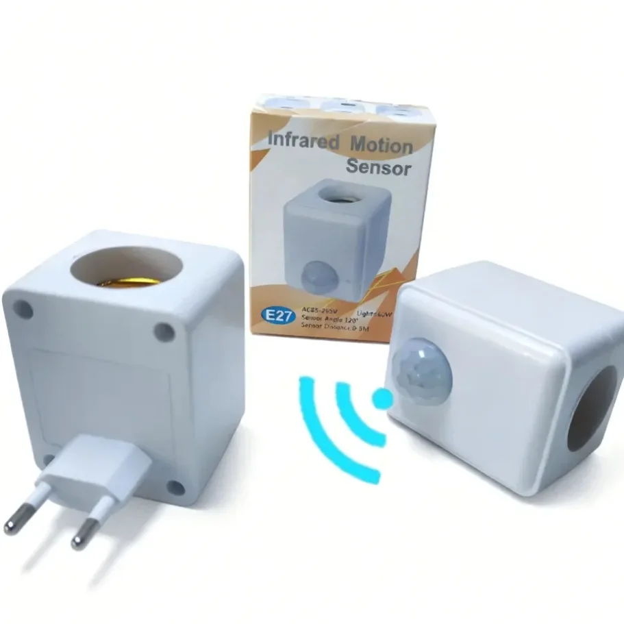 AC85-265V EU/US Plug E27 PIR Motion Sensor LED Switch Lamp Base Human Induction Light Bulb Holder Socket Adapter Converter