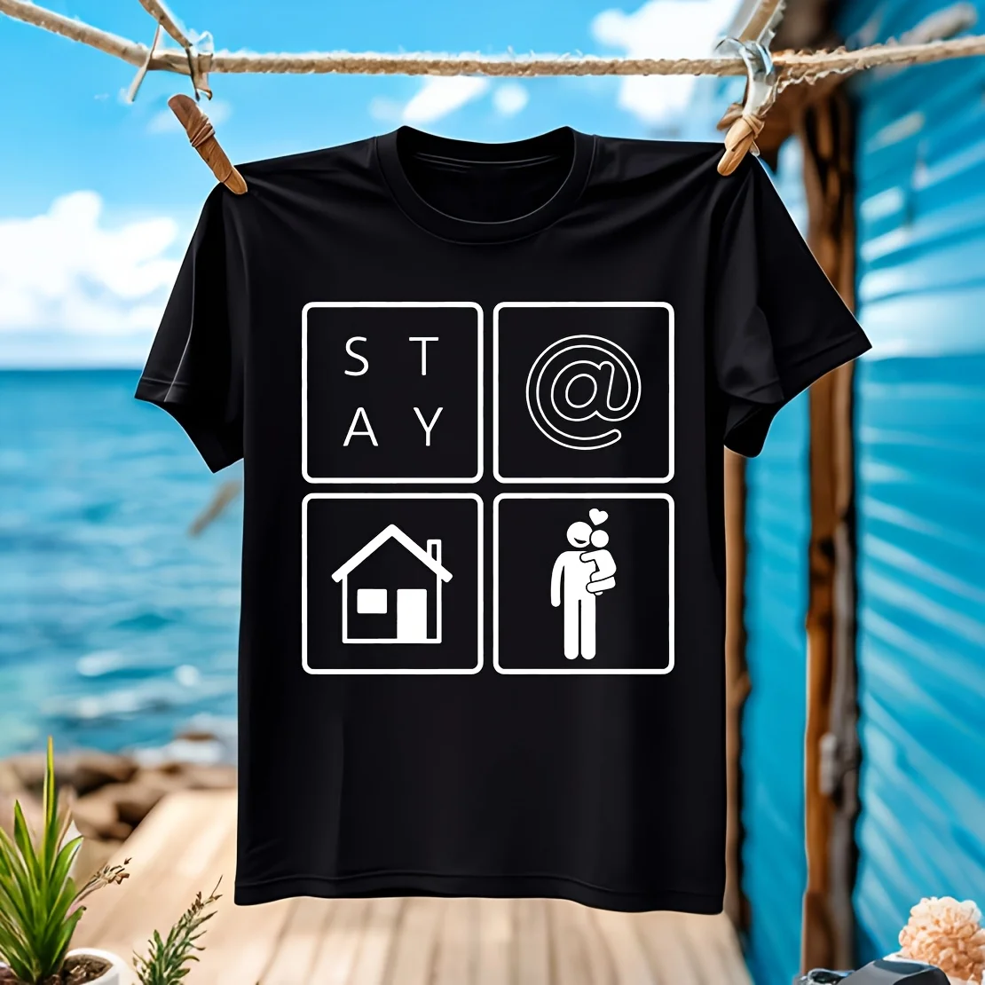 

Stay At Home Dad STAY Print Men's T-shirt 100% Cotton Casual Breathable Confortable outdoor activities wide size range classic c