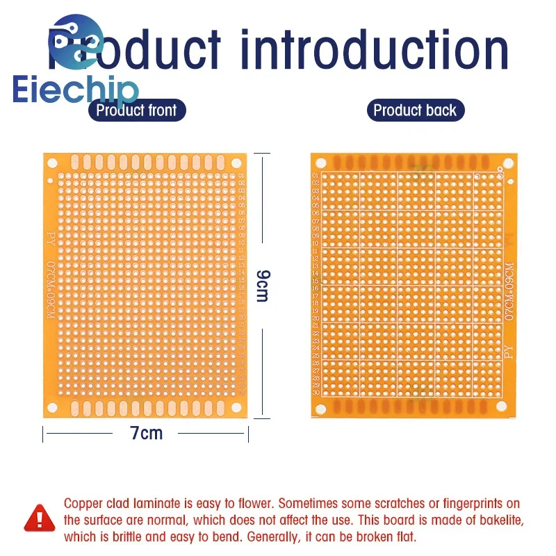 Universal PCB Prototype Circuit Board, DIY Electronics Kit, uma face, 5x7cm 7x9cm, 5x7cm, 5Pcs