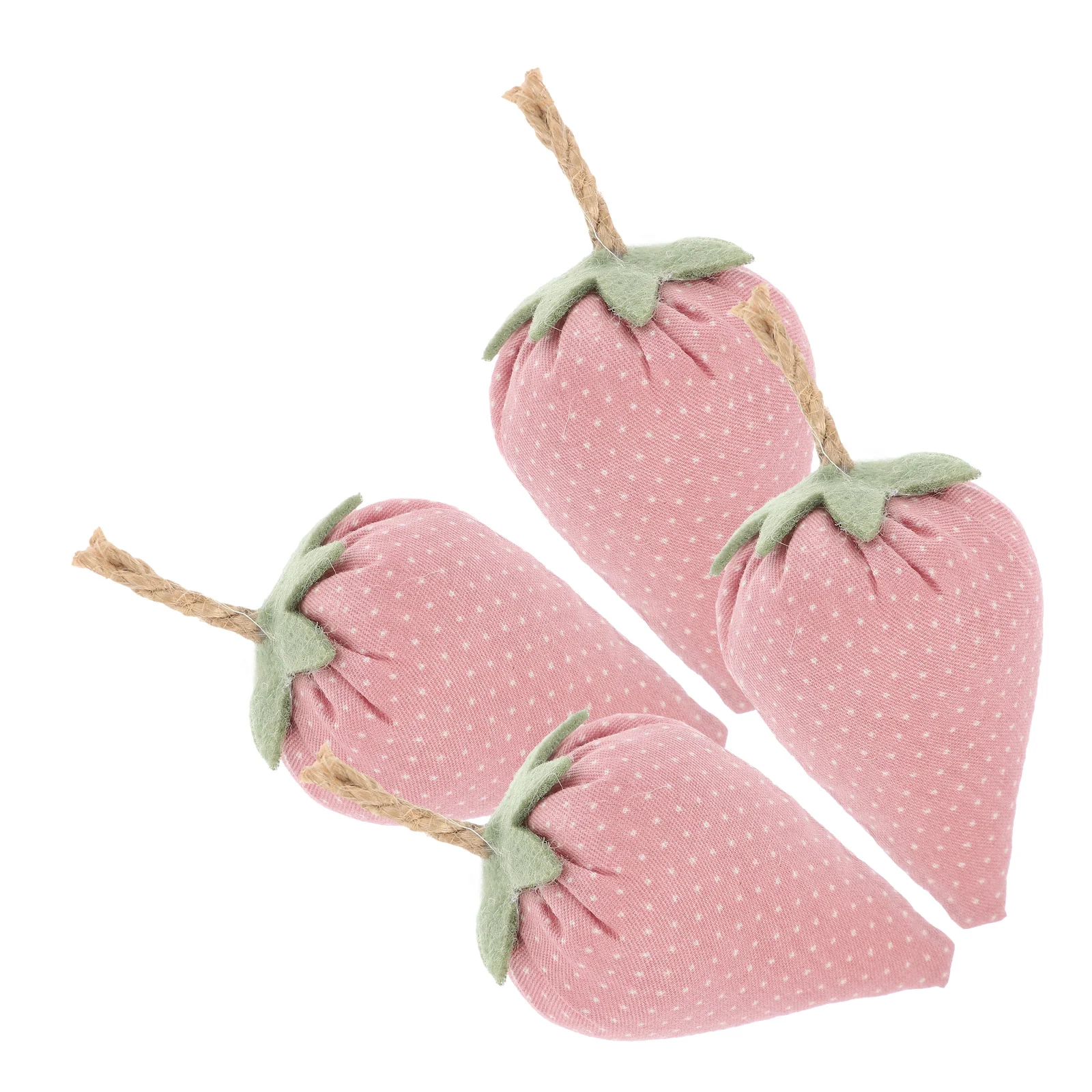 4-delige stof gesimuleerde aardbei kunstfruit ornament versieren touw nep