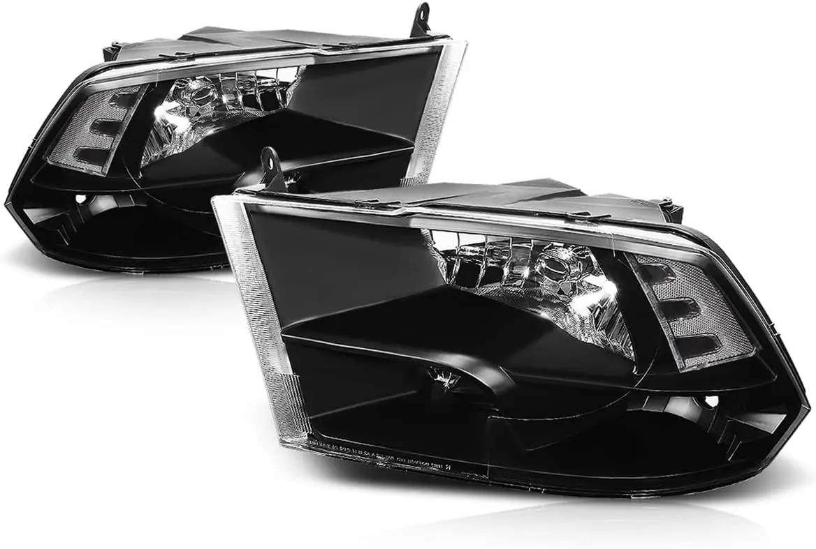 2 Pieces Direct Fit Headlamp Units for Ram 2009-2018, Black Housing Clear Lens Headlights Assembly