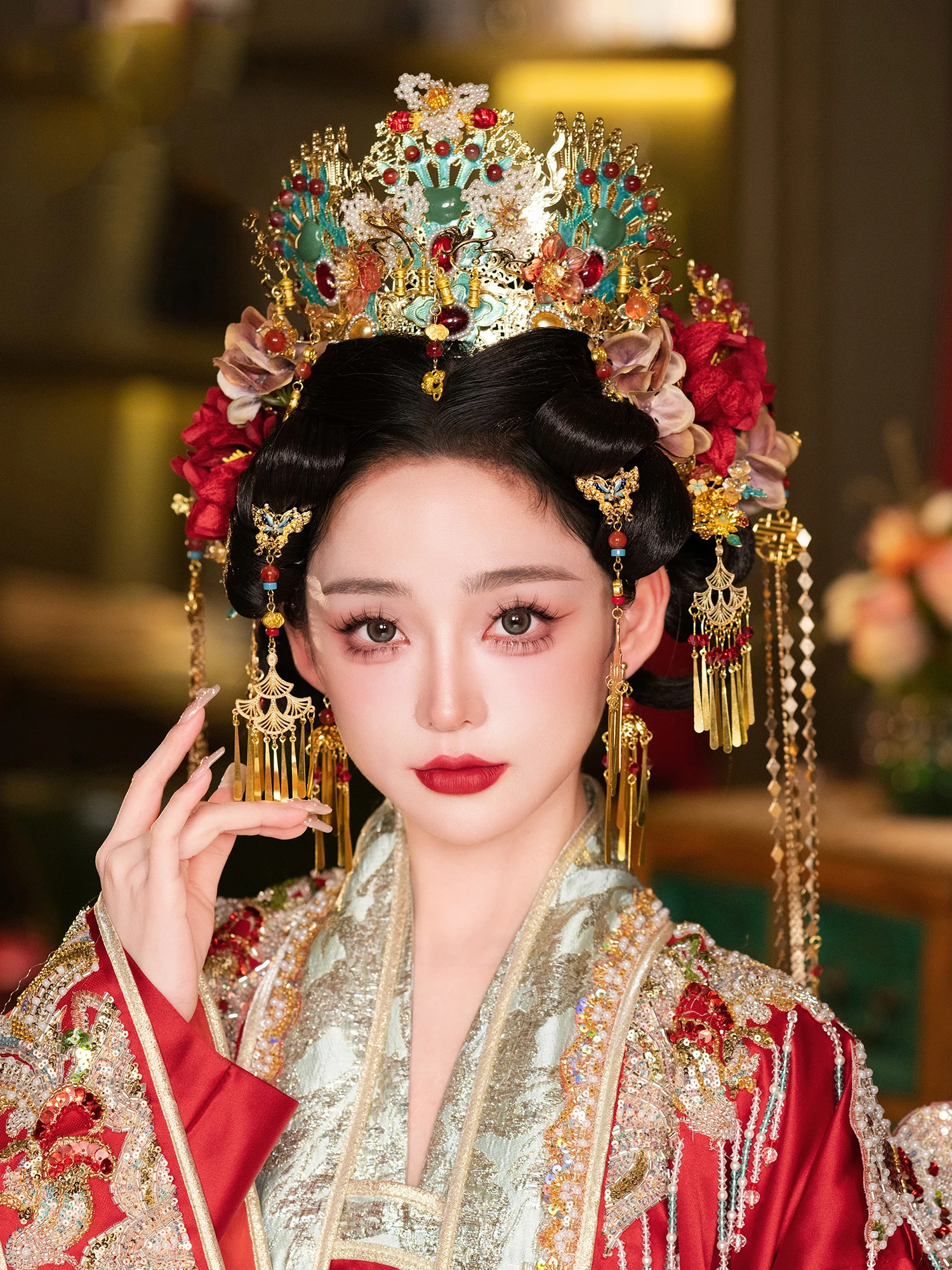 

Luxury Hanfu Bride Phoenix Crown Ming Dynasty Style Empress Wedding Headwear Chinese Vintage Hairwear Accessories