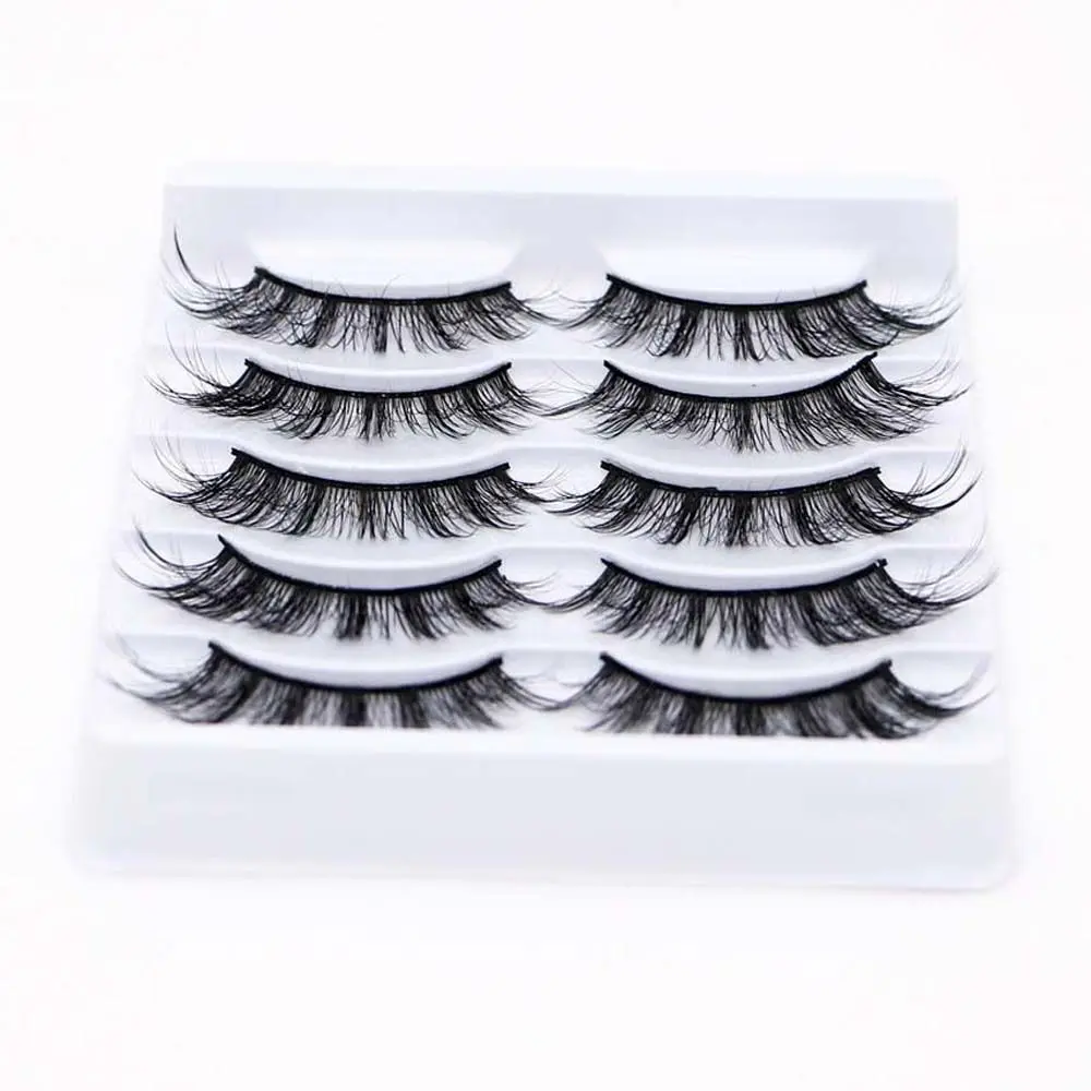 Alado Grosso Natural Wispy Cílios Postiços Cruz, 3D Lash Extension, Olhos Grandes, Ferramenta de Maquiagem Eye, Moda, 5 Pares