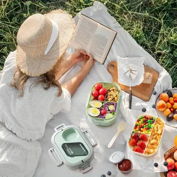 1個裝便利保溫午餐盒,歐式橢圓形密封保鮮午餐盒,雙層家用成人便當盒 10 最佳銷售 卡哇伊便當 - №10