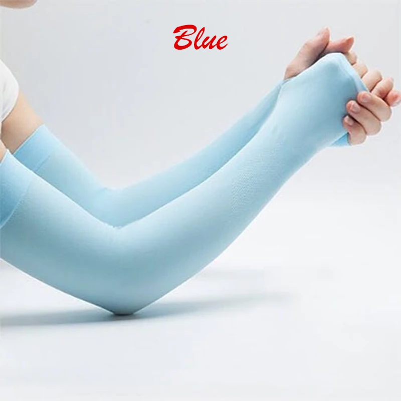 1Pair Summer Ice Silk Arm Sleeve Mittens for Women Solid Color Elastic Sleeve Driving Gloves Long Fingerless Gloves Accessories