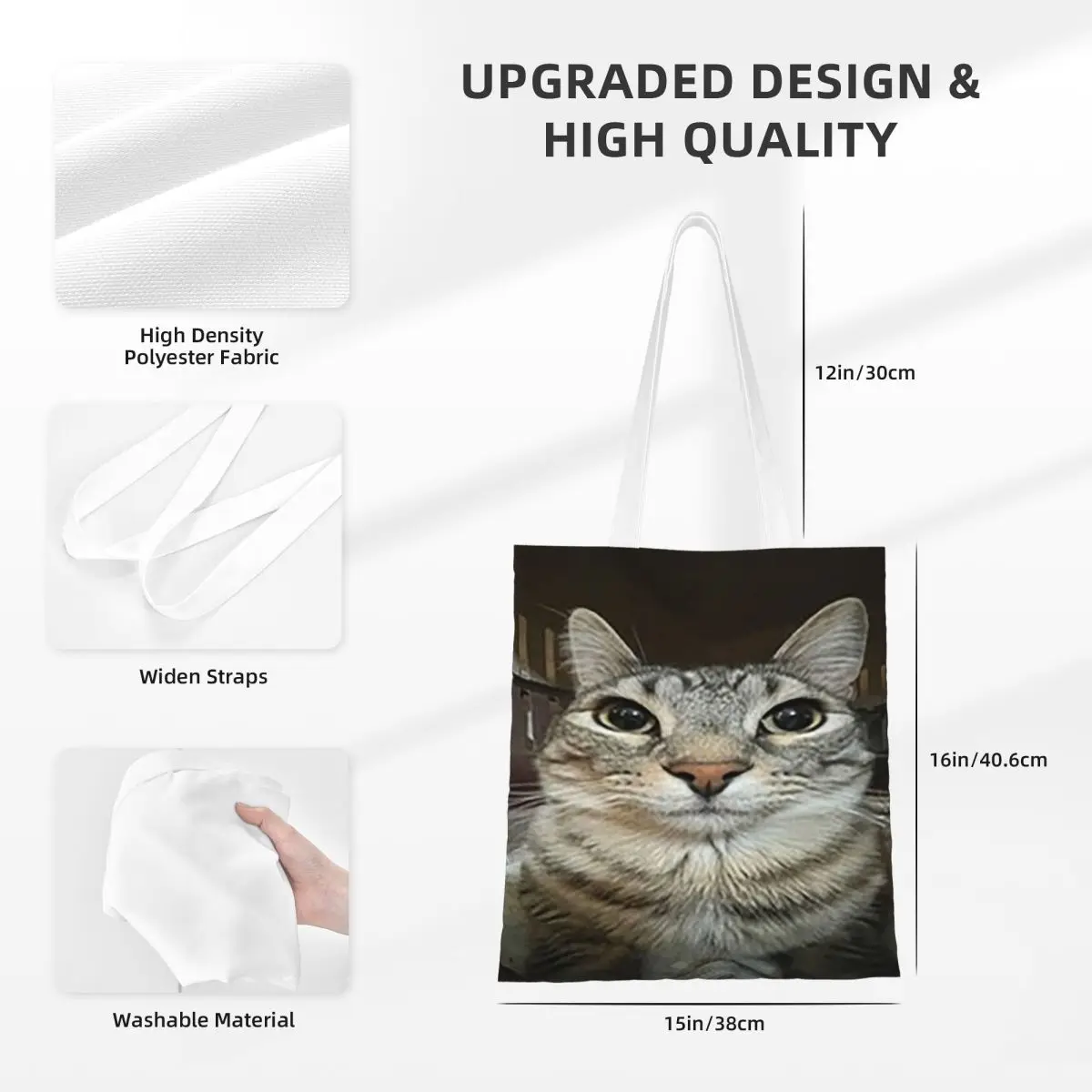 Cat Looking Directly At You Shopping Bags Folding Canvas The Tote Bag Ladies Shoulder Tote Travel Handbag