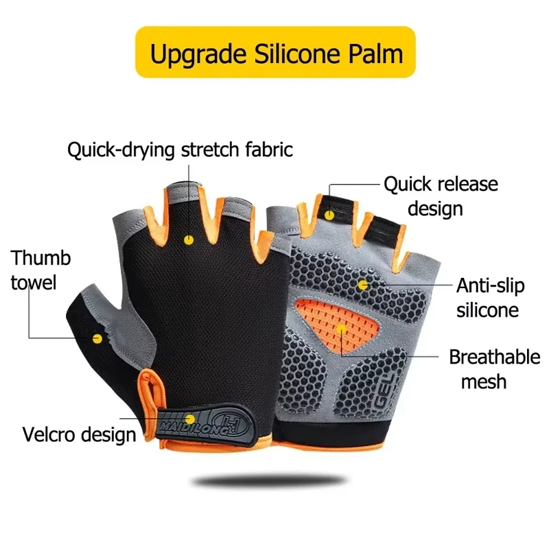 Anti Slip Shock Breathable Half Finger Gloves Breathable Cycling Gloves Fitness Gym Bodybuilding Crossfit Exercise Sports Gloves image 3