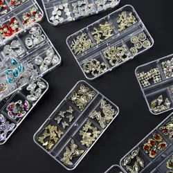 1Box 3D Nail Art Rhinestones Gem Decorations,Gold Metal Alloy Hearts Nail Charms For DIY Nail Diamond Luxury Nail Supply Jewelry