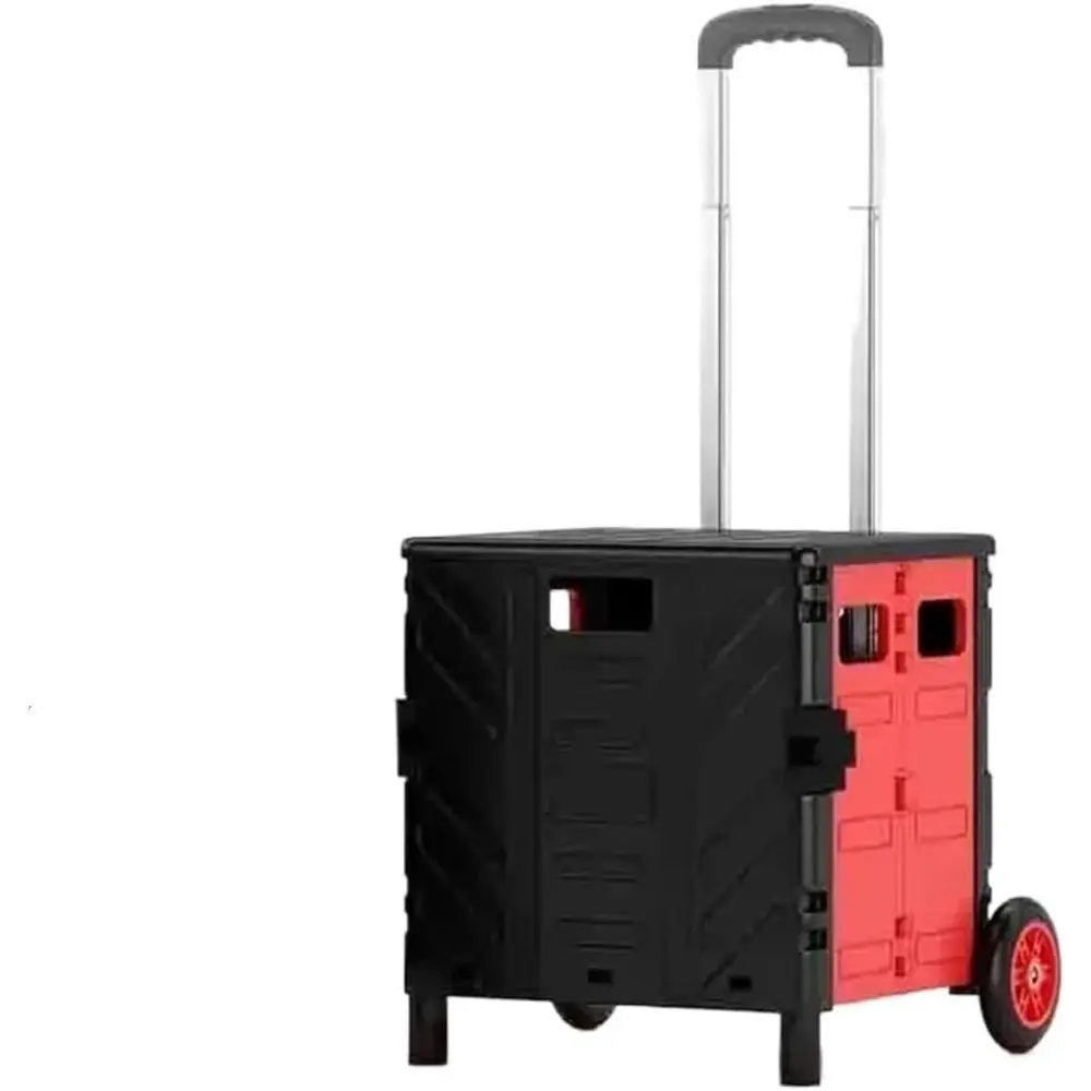 

Черная пластиковая тележка для покупок на двух колесах, 50 л, с поворотом на 360 градусов ° Поворотный механизм для использования в супермаркетах