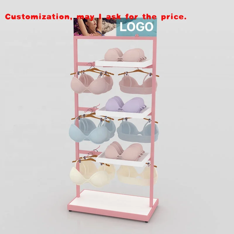 

Изготовленный на заказ магазин нижнего белья. Витрина. Напольные металлические стеллажи для демонстрации бюстгальтеров. Дисплей для бикини с рекламным разъемом из ПВХ.