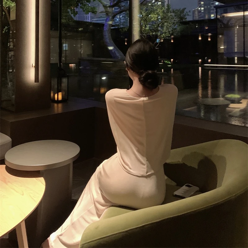 Autumn French Elegant Fashion Long Evening Gown Women's V-neck Shawl Cloak Sleeve Dating Dress High-street Casual Party Dress