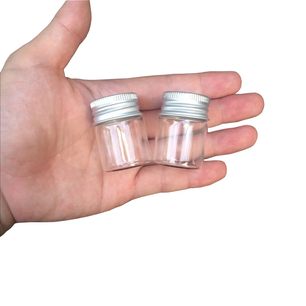 

50PCS 10ml 15ml 20ml 25ml 30ml 40ml 50ml 100ml 110ml Clear Glass Bottles with Silver Aluminium Screw Cap Cute Jars Vials DIY