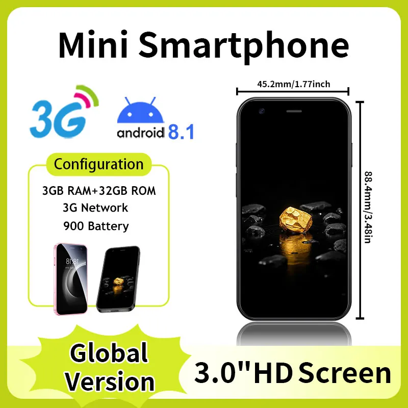Mini-24 3-inch Mini Android Smartphone | 3GB+32GB | Ultra Portable Backup | Gifts for Family and Friends (Multiple Colors)
