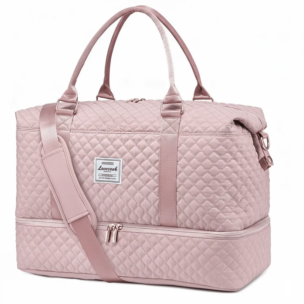 Bolsa de Viaje, Bolsa de Viaje de Fin de Semana para Mujer (con Compartimento para Zapatos), Bolsa de Viaje para Pasar la Noche, Bolsa de Gimnasio (con Bolsa Impermeable), Bolsa de Maternidad ¡Importante! (Bolsa de artículos de tocador no incluida) Rosa