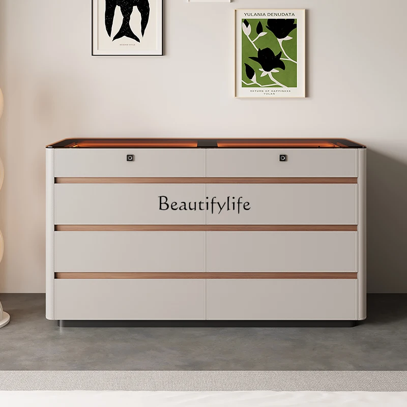 

01Light luxury bedside storage modern solid wood storage cloakroom jewelry jewelry display cabinet