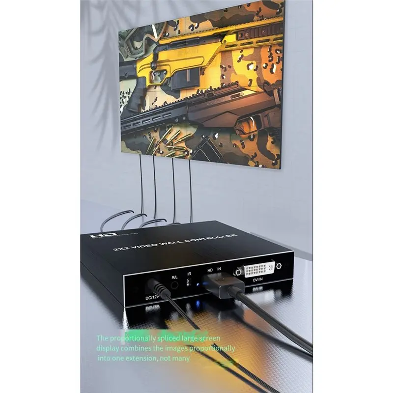 -Compatible 1080P 2X2 Video Wall Controller 1X2 1X3 1X4 TV Splicing Box 4-Screen Splicer Edge Adjustment RS232