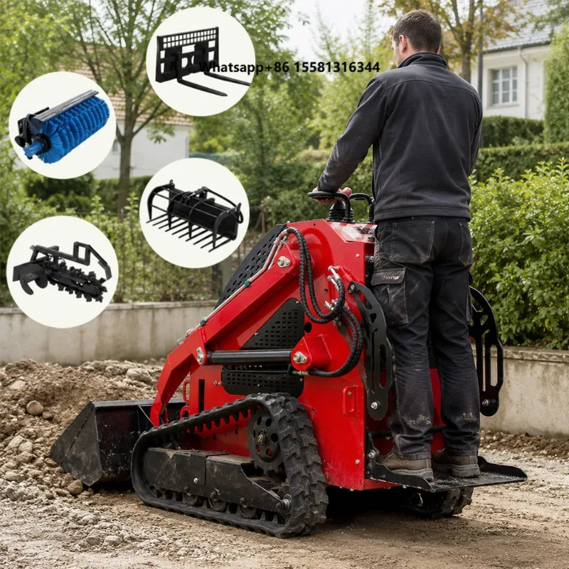 Mini Skid Steer Loader Agriculture Crawler Skid Steer Loader Garden  Mini Track Loader in Stock