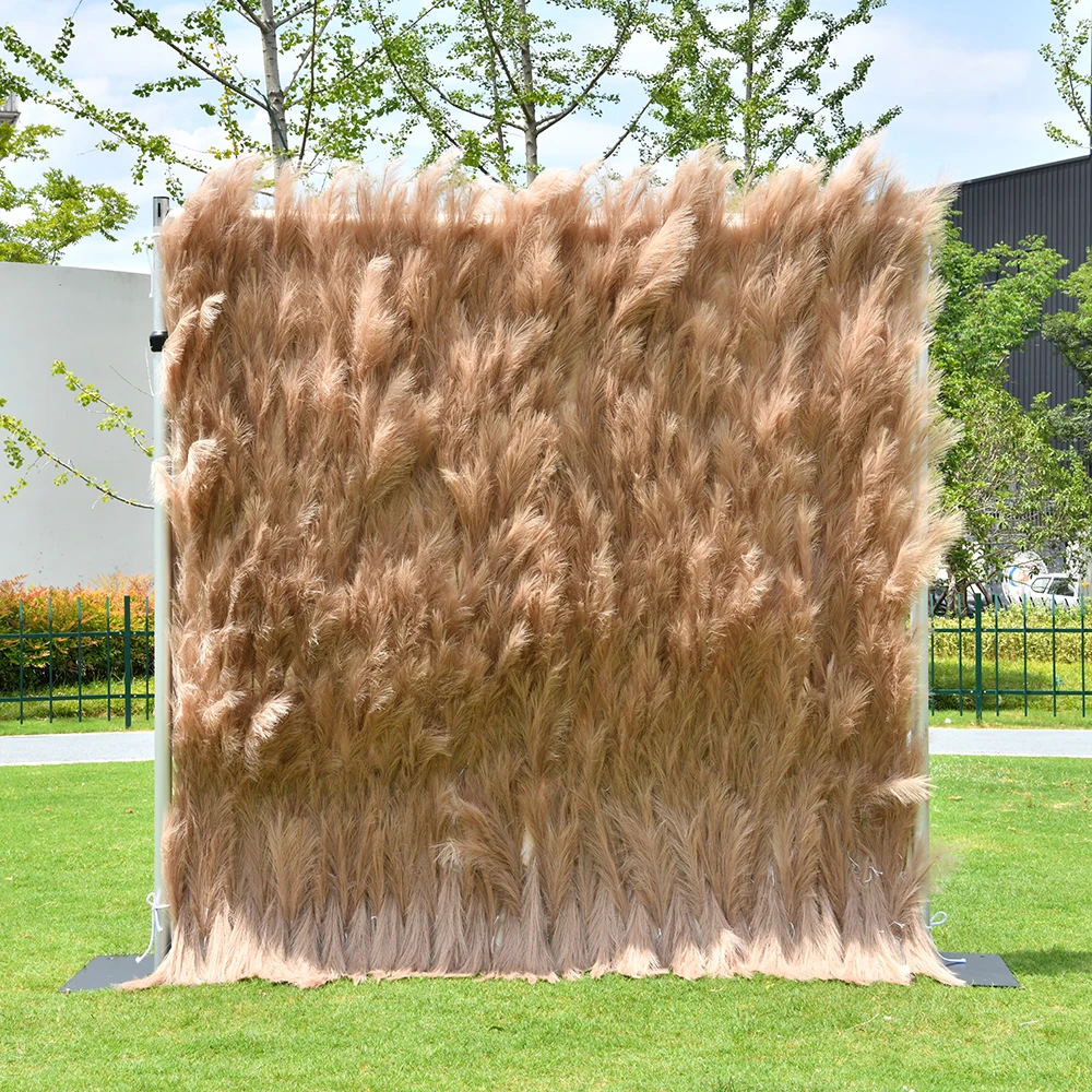 Customized design Rolled Up 8X8ft Custom flower wall Artificial pampas grass backdrop for wedding party Decoration