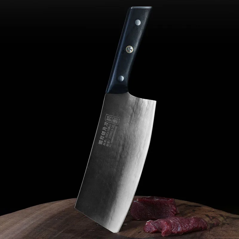 7.5 Inch Chinese Chef Knife Wood Handle Sharp Cleaver Slicing Handmade Forged Kitchen Knives For Cutting Vegetables And Meat