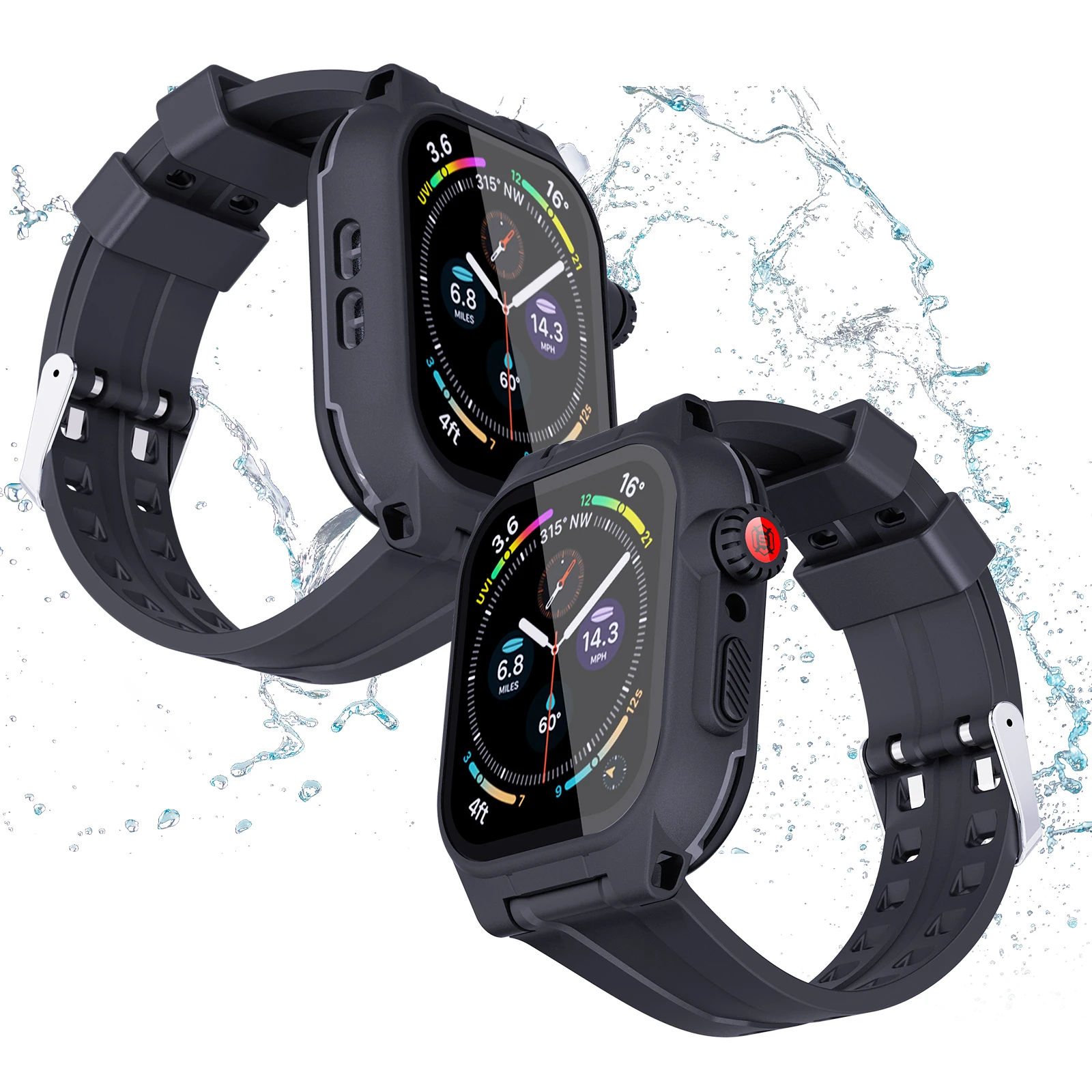 Shelbox-Lightweight Anti-Slip Shockproof Case for Apple Watch Anti-abrasion IP68 Professional Waterproof S7 S8 41mmHigh Quality