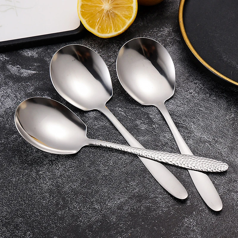 Cuchara de acero inoxidable, cucharas de sopa con mango largo, cuchara para servir para olla caliente, utensilios de cocina, vajilla de cocina para restaurante
