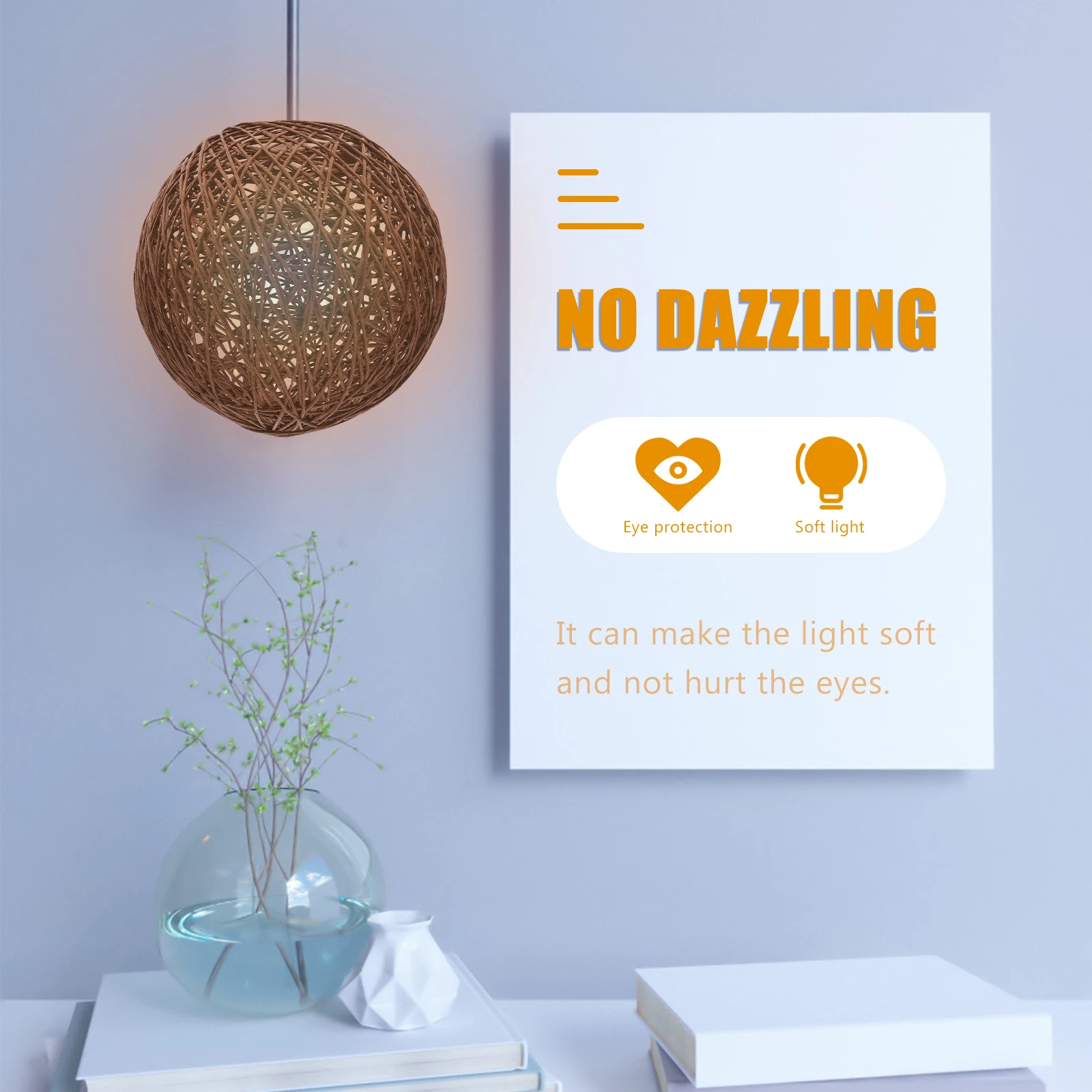 

Rattan Ball Lampshade 15cm Dark Brown Unique Chandelier Shade Ceiling Light Shell Table Lamp Cover Creative Pendant Hanging Home