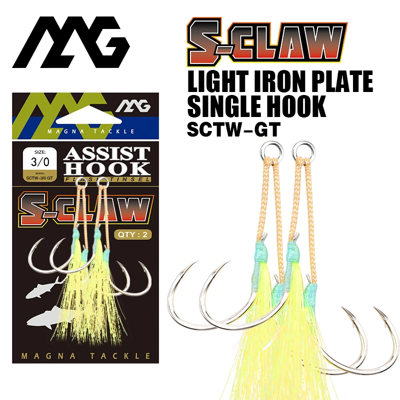 MAG SCTW-GT Fishing Hooks Sea Glow 3/0 4/0 5/0 6/0 Fish Assist Hook Double Fishhooks Jig Slow Feather for Fishing hooks