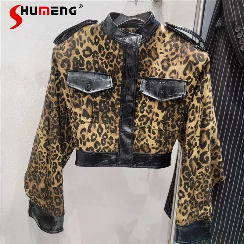 

2025 Autumn New American Style Retro Leopard Print Short Style Jackets Women Loose Comfort Fashion Versatile Trendy Coat Tops