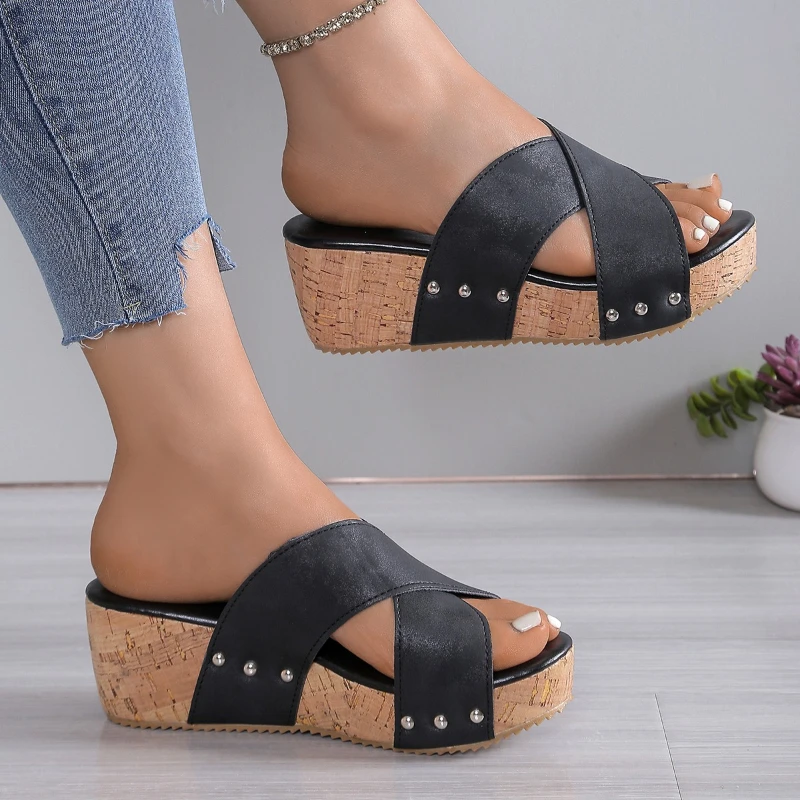 

Sandals Women Shoes Summer Platform Heels Women Shoe Slip on Women's Sandals Wedge Walking Shoes Soft Female Footwear Slipper
