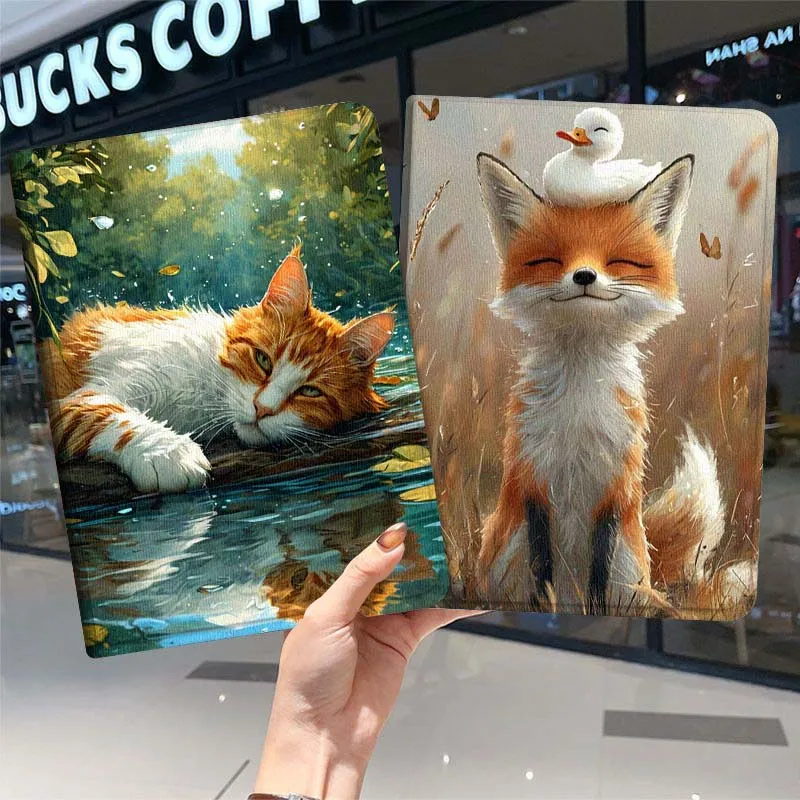 

Fox Cat Cartoon Popular Art Gift For Samsung Galaxy Tab A7 A A8 A9 A11 S6 S11 10.1 10.4 10.5 Inch Lite PLus Soft Tablet Case